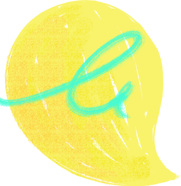 Vibrant Yellow and Blue Blob Mixed Media Abstract Shape