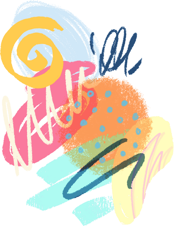 Vibrant Mixed Media Vertical Abstract Shape Composition